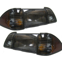1987-1993 Mustang Smoked 6-Piece Headlights Set w/ Parking & Amber Side Markers