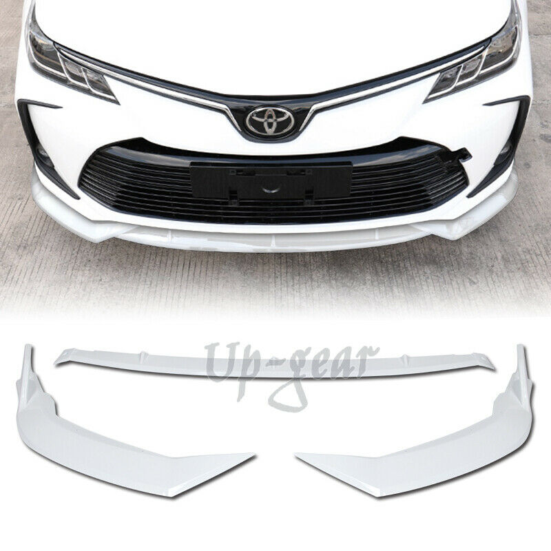 For 2019-2020 Toyota Corolla Painted White Front Bumper Spoiler Lip 3PCS