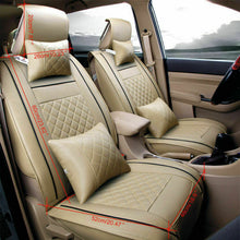 5 Sits Car Seat Cover Front & Rear PU Leather Cushion +Pillow Universal Interior