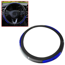 Black Blue PU Leather Car Steering Wheel Cover Anti-slip Protector For 37cm-38cm
