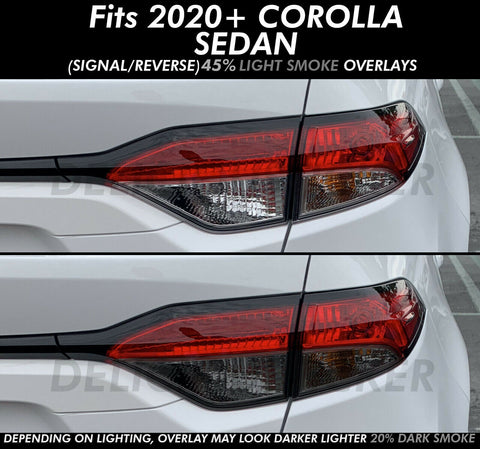 For 2020 Corolla 45% LIGHT SMOKE Tail Rear Overlay PreCut Tint Vinyl Decal Sedan
