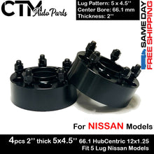 4PC 2'' THICK 5X4.5'' 66.1 HUBCENTRIC SPACER ADAPTER FIT 5LUG 12x1.25 NISSAN
