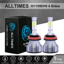 4 Sides H11 H8 H9 LED Headlight High Power Bulb 6000K 2200W Low Beam Fog Light x