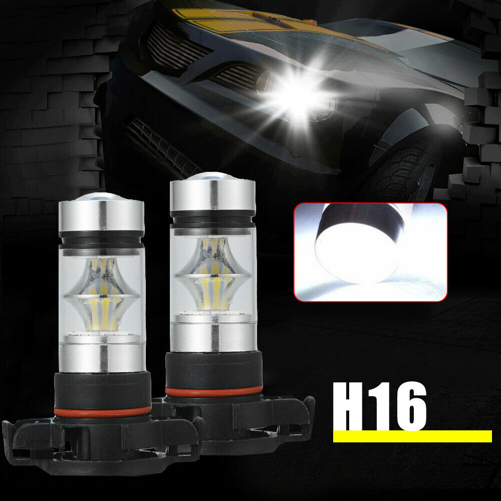 2x 5202 H16 LED Fog Light Bulbs Xenon White 6000K 16000LM High Power Accessories