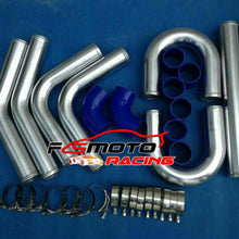 Universal 2.5" 64mm Aluminum Intercooler Turbo Piping pipe Kit + Blue hose kits