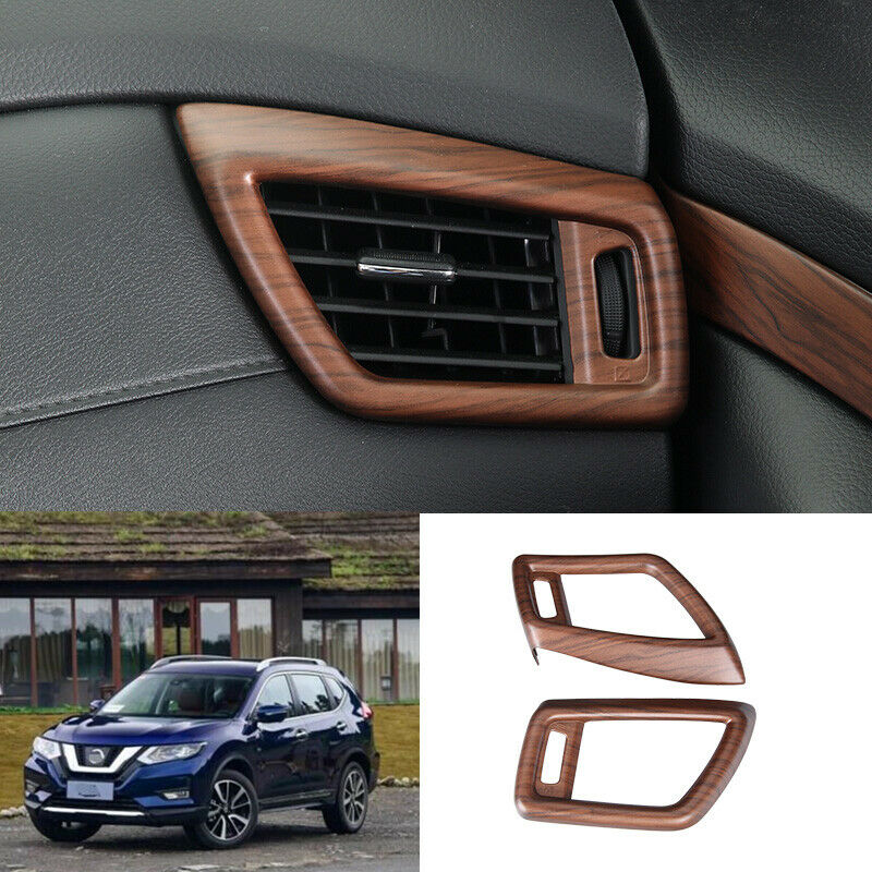 For Nissan Rogue 2014-2020 ABS Wood grain Dashboard L&R Air outlets vent Cover