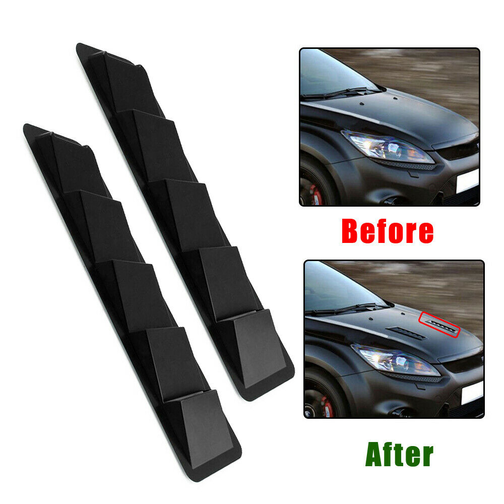 2x Car Bonnet Hood Vent Louvers 5 Scoop Cover Air-Flow Inlet Black Accessories