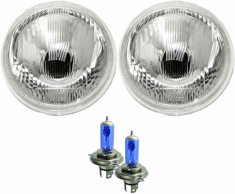 7 Inch Round Glass Lens Conversion Headlights with Halogen H4 Bulb Set