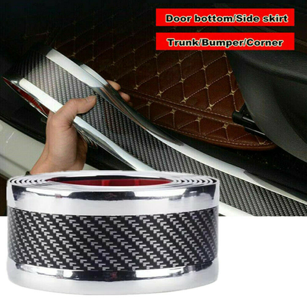 Car Sticker Carbon Fiber Rubber Strip Bumper Anti-Scratch Accessories Universal