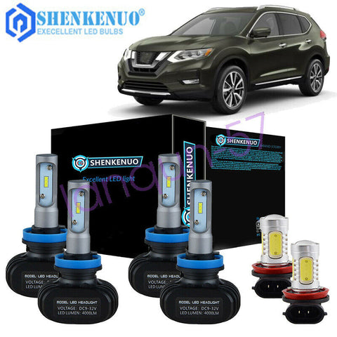 For Nissan Rogue 2014-2020 LED Headlight High-Low Beam + Fog Light Bulbs Kit