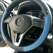 Black & Blue 14.25-15" PVC Leather Steering Wheel Cover Non-Slip Durable