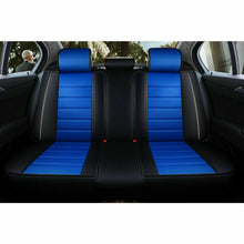 US 5D Car Sit Cover PU Leather Front Rear 5-Seats Cushion Universal Blue & Black