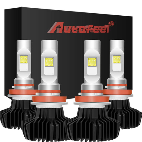 Autofeel 4PC H11 LED Headlight Kit Low Beam Bulb 6000K 60 Days Free Return