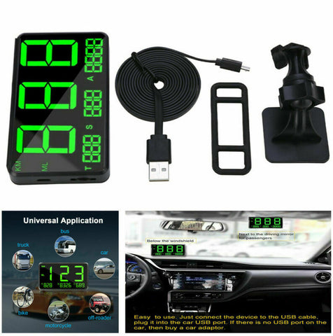 New Digital Full Screen Display Car Bike Motorcycle HUD GPS Speedometer KM/h MPH