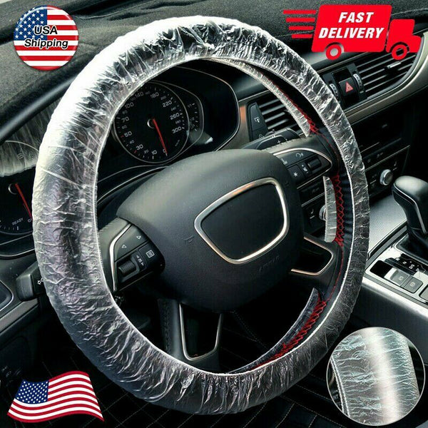 500PCS Car Universal Disposable Plastic Steering Wheel Cover Waterproof White US