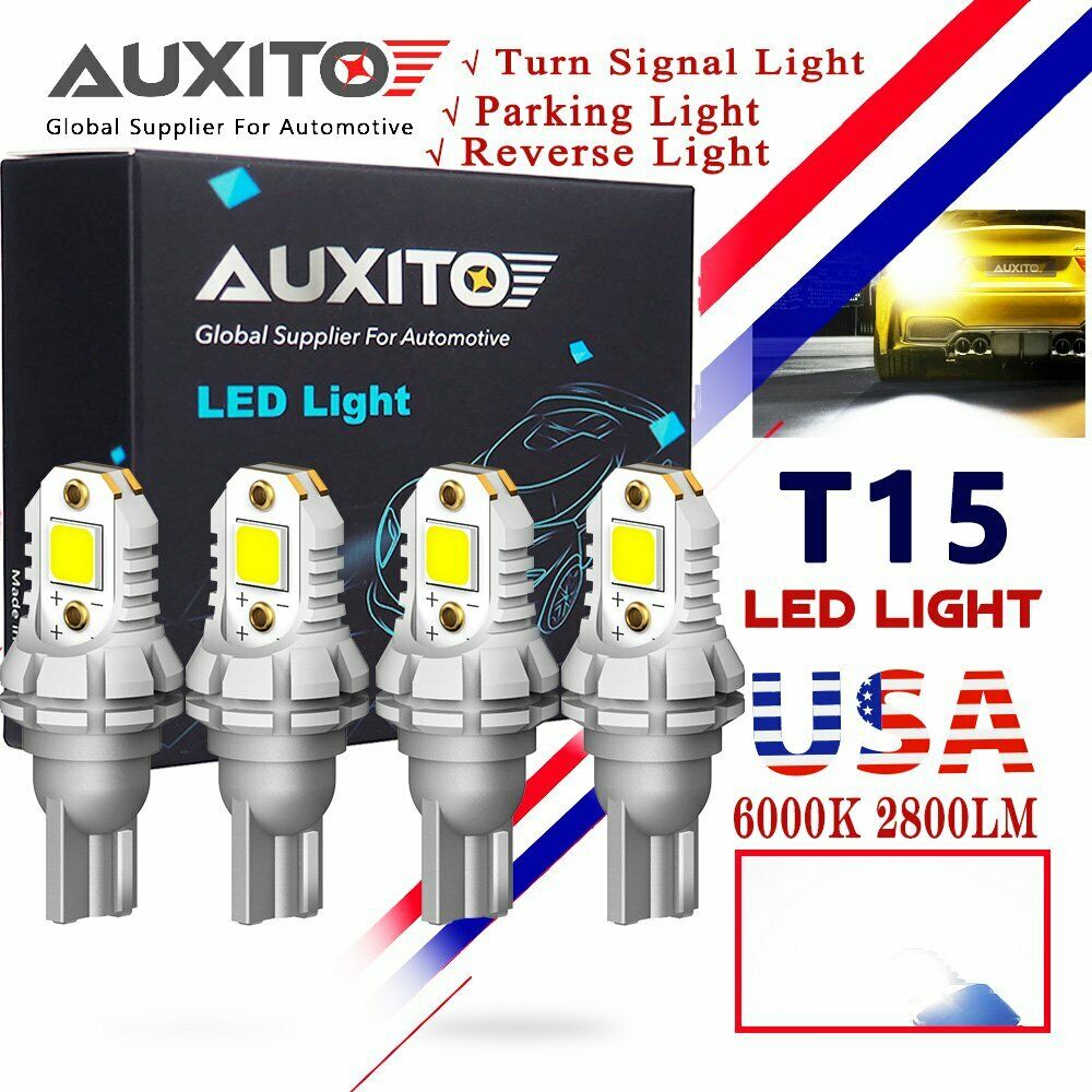 AUXITO T15 LED Reverse Backup Light Bulbs 921 912 for GMC Ford Chevy 2800LM 4PCS