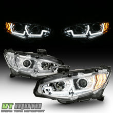 For 2016-2020 Honda Civic LED Sequential DRL Tube Projector Headlights Headlamps