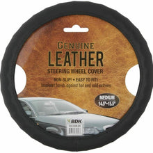 New Black Real Genuine Leather Car Truck Suv Van Boat Steering Wheel Cover