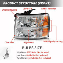 Headlights Assembly for 2007-2014 Chevy Silverado 1500 2500 HD 3500 HD Headlamps