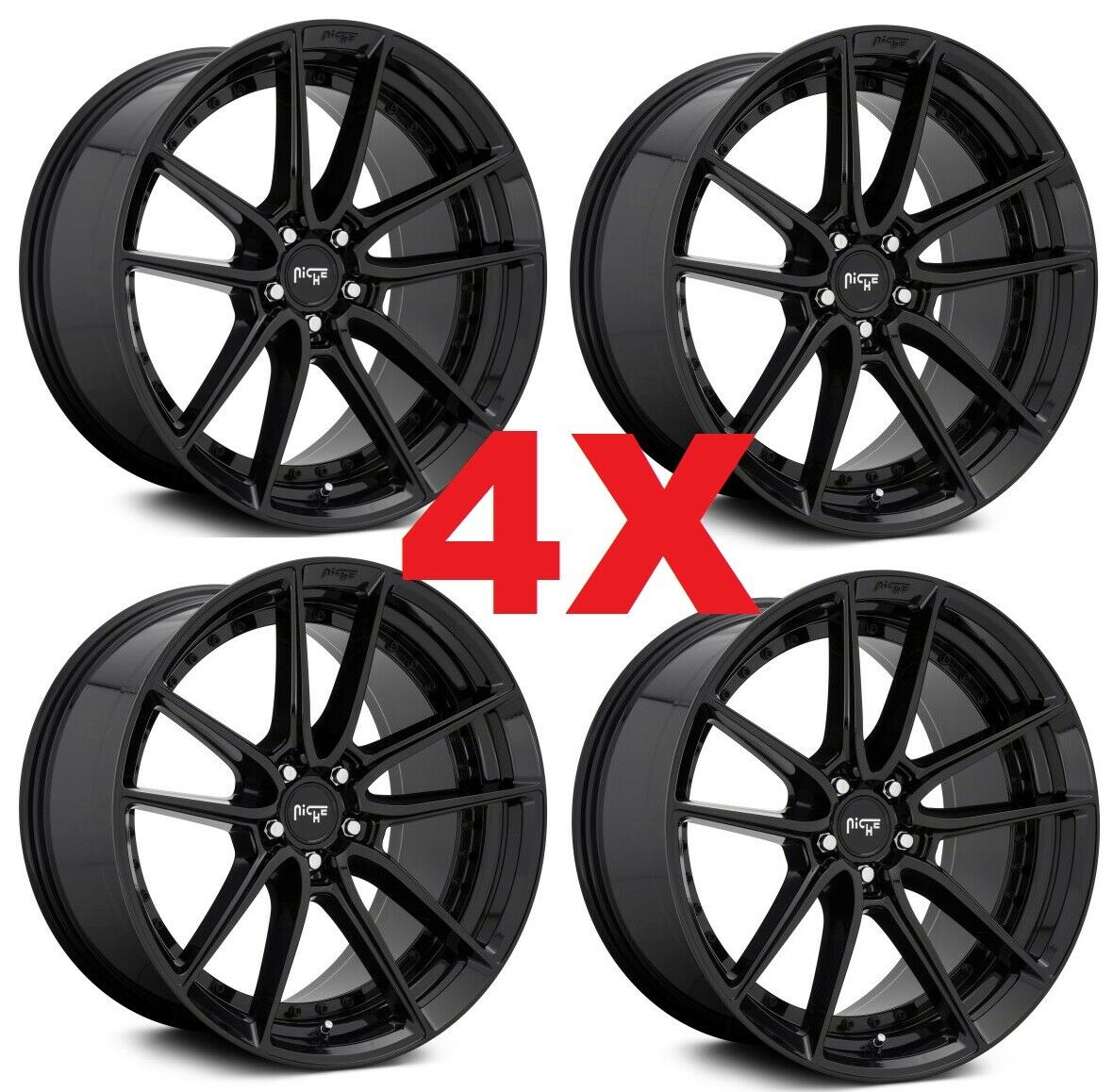 22 BLACK WHEELS RIMS NICHE DFS M223