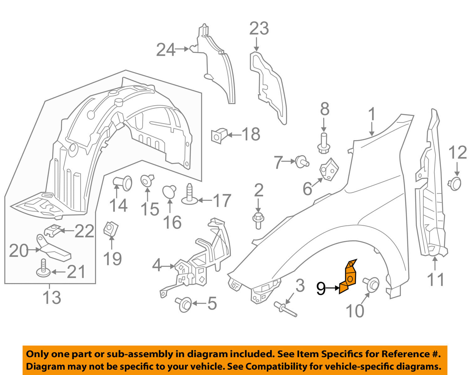 HONDA OEM 16-17 Civic Fender-Lower Bracket Right 60212TBAA00ZZ