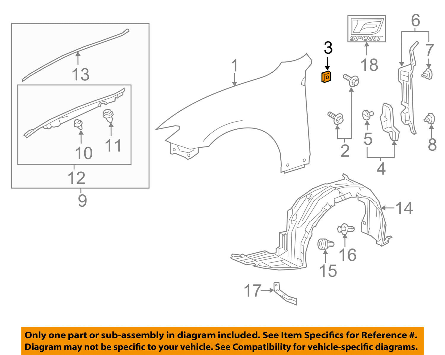 TOYOTA OEM-Fender Seal 5388233060