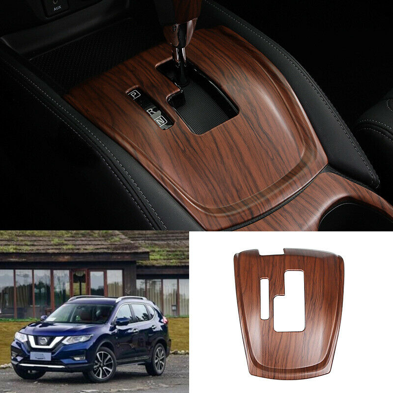 For Nissan Rogue 2014-2020 ABS Wood grain central console Gear shift panel Trim