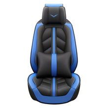 11pc Black+Blue Leather Car Truck Seat Cover 5-Seats Protector Universal Cushion