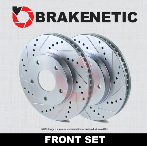 [FRONT SET] BRAKENETIC SPORT Drilled Slotted Brake Disc Rotors BNS44206.DS