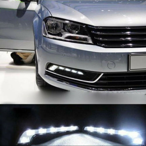 2x White 6LEDs Car SUV Driving Lamp Fog 12V DRL Daytime Running Light Universal