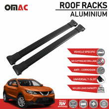 Roof Rack Cross Bars Cross Rails Black Aluminum for Nissan Rogue Sport 2017-2020