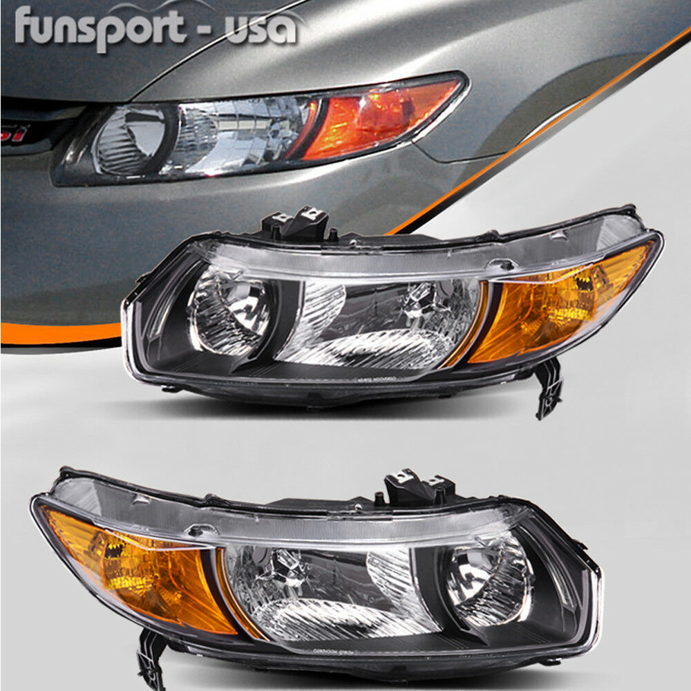 Headlights Assembly Replacement for 2006-2011 Honda Civic Coupe 2Dr Left+Right