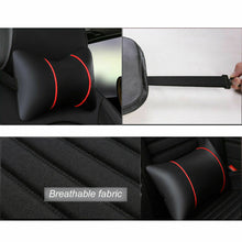 Universal PU Leather Car Seat Cover Cushion w/ Pillows Set 5 Seats Black Red