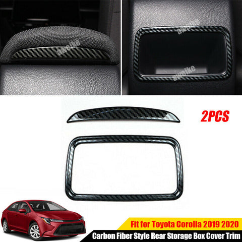 For Toyota Corolla 2019 2020 Carbon Fiber Style Rear Storage Box Cover Trim 2PCS