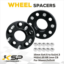 2PCS 15MM HUB CENTRIC WHEEL SPACERS 5x114.3 To 5X4.5 66.1 CB M12X1.25 US Stock