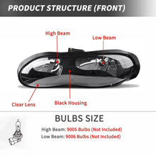 for 1998-2002 Chevy Camaro Z28 Z28 SS Black Clear Headlights Headlamps Assembly