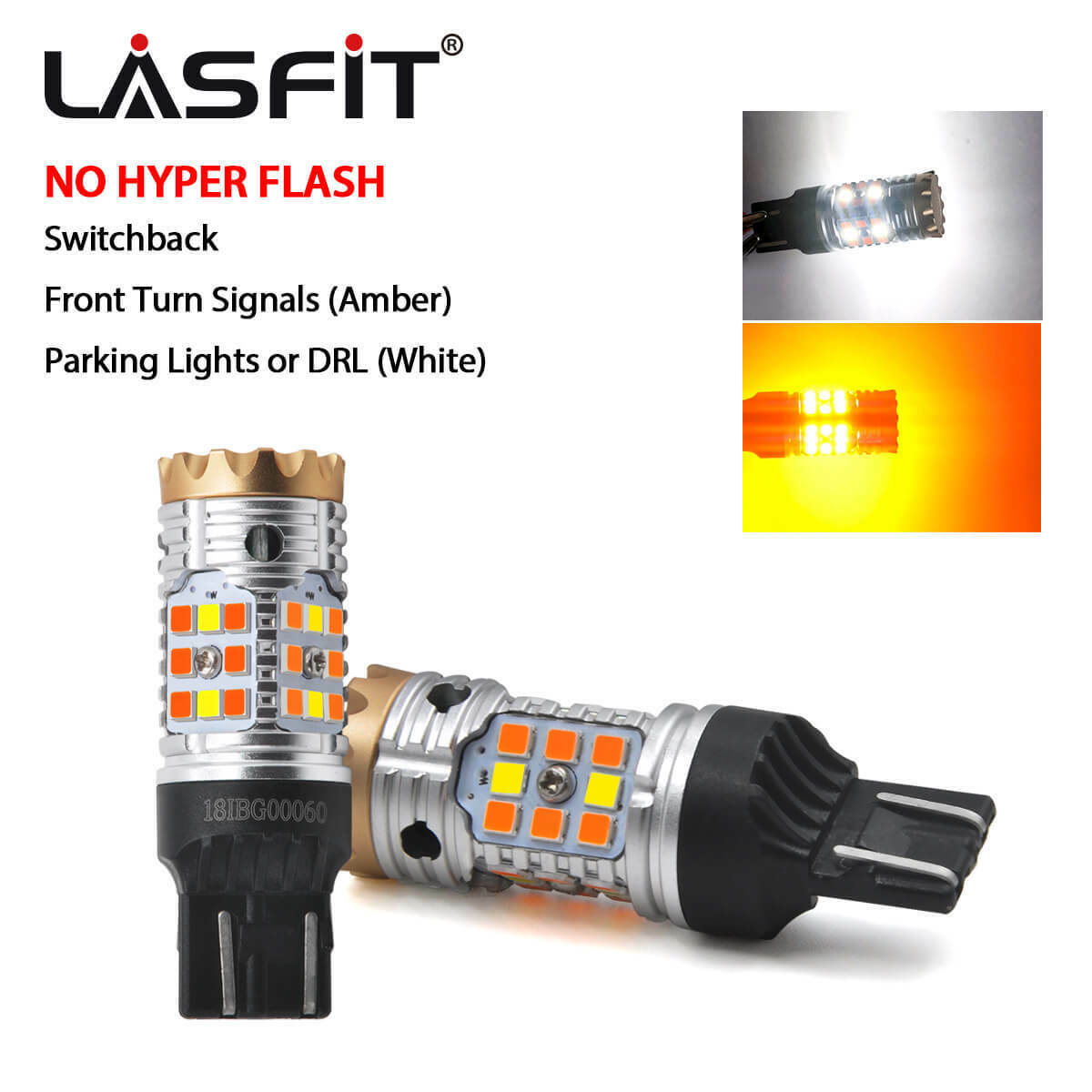 LASFIT LED Blinker Front Turn Signal Light No Hyper Flash 7443 7444 Bright Amber
