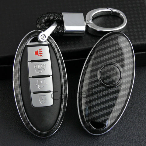 Carbon Fiber ABS Solid Car Key Keychain Cover For Nissan Infiniti Most Vehicles