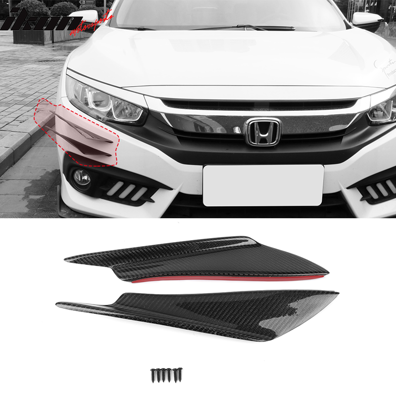 Universal 36CM V1 B Style Front Bumper Lip Canards Splitters 2PC - Carbon Fiber