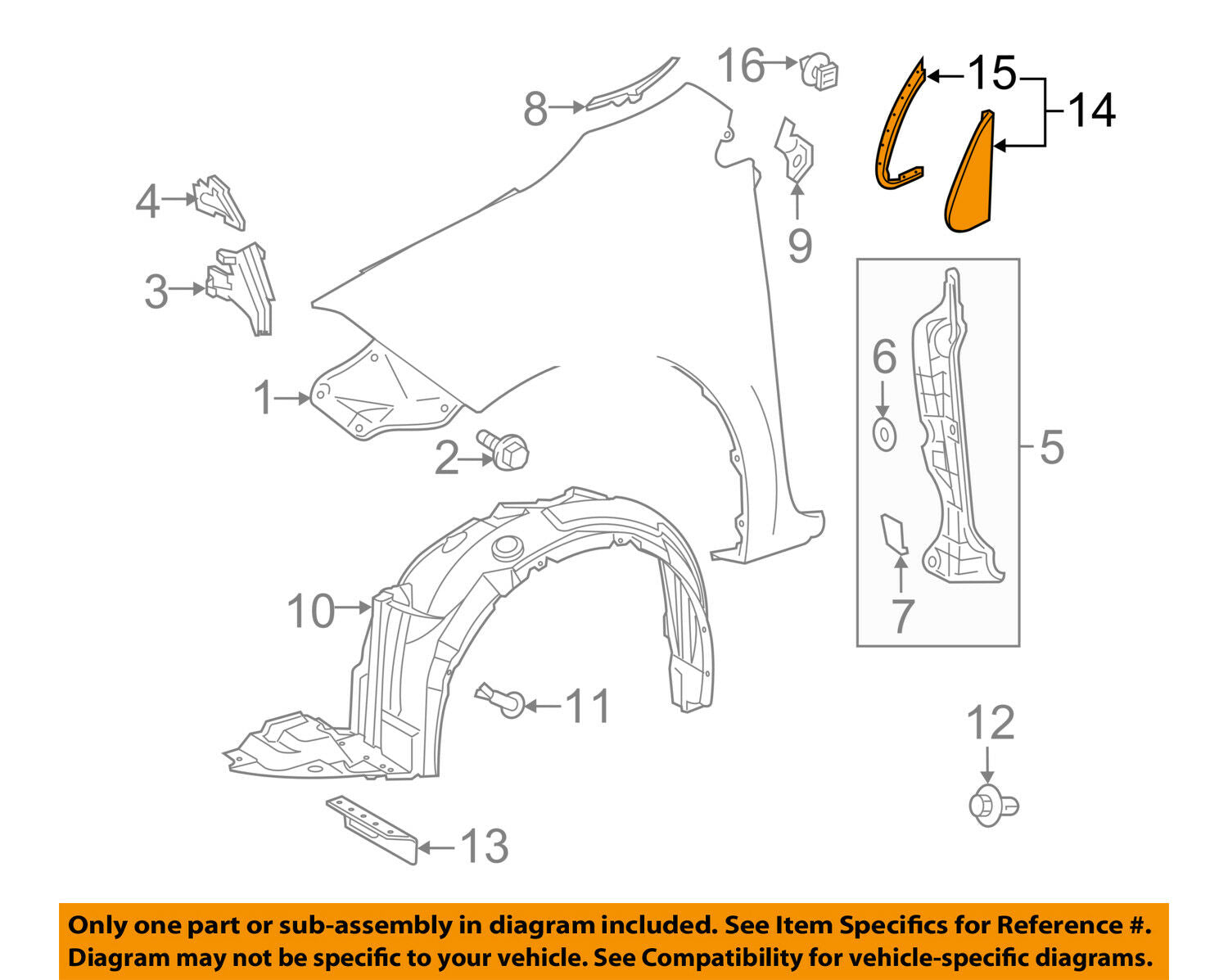 TOYOTA OEM 14-18 Corolla Fender-Hinge Cover Left 6011802120