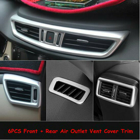 6PCS Front + Rear Air Vent Outlet Cover Trim For Nissan Rogue X-trail 2014-2019