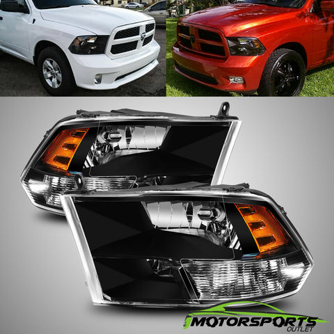 [Anti-Fog] 2009-2018 Dodge Ram 1500/2500/3500 Polished Black Quad Headlights