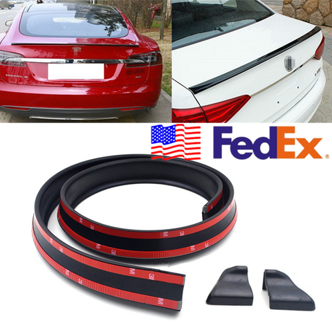 Universal Black Rubber 1.5M Car Roofline Trunk Spoiler Moulding Diffuser Sticker