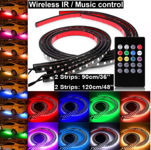 4pcs Music Control RGB LED Under Car Strip Underbody System Glow Neon Light Kit