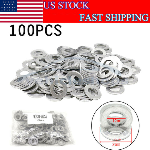 100PCS New Oil Drain Sump Plug Washers Gasket 90430-12031 For Toyota Lexus
