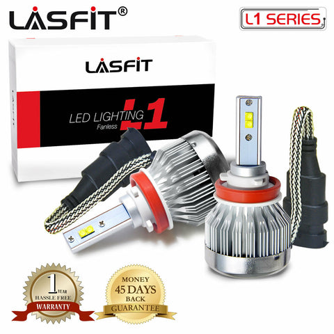 LASFIT H11 Cree LED Headlight Bulb Low Beam Fanless 6000K Pure White Free Return