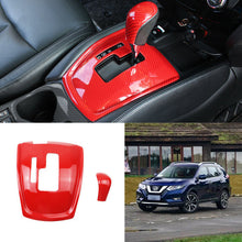 For Nissan Rogue 2014-2020 ABS Red Carbon Fiber car Gear shift panel&knob trim