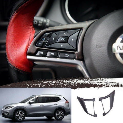 For Nissan Rogue 2014-2020 ABS Peach Wood grain inner Steering wheel strip cover