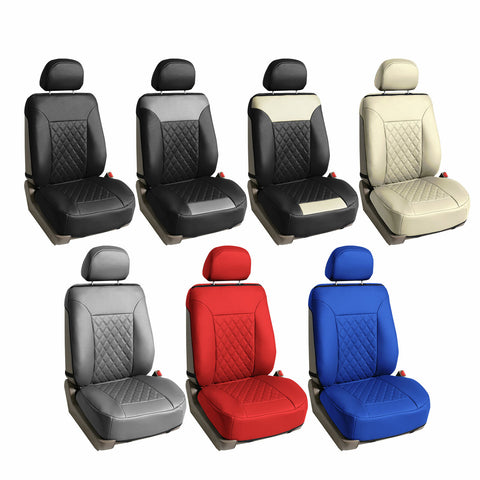 FH Group Deluxe Faux Leather Diamond Pattern Car Seat Cushions – Front
