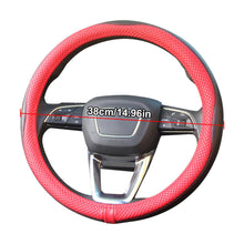 Black&Red 38cm Leather Car SUV Steering Wheel Cover Anti-slip Breathable Soft US